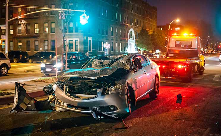 Car crash night city rescue emergency service